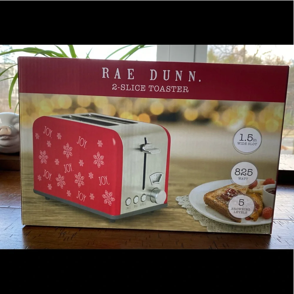 •NIB•Rae Dunn ‘JOY’ Toaster- Red Holiday Print❄️